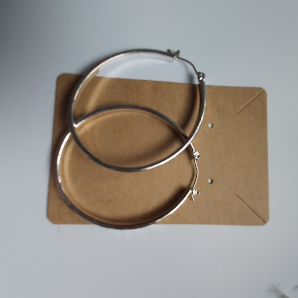 Polished hinged post round hoop earrings. See last pic for size - Picture 4 of 5